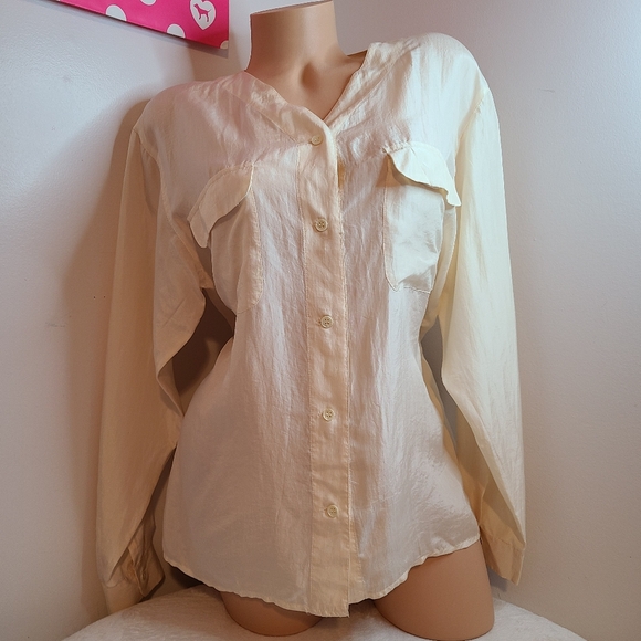 Vintage CLIO 100% Silk Button Down Blouse Size S/M - Picture 1 of 7